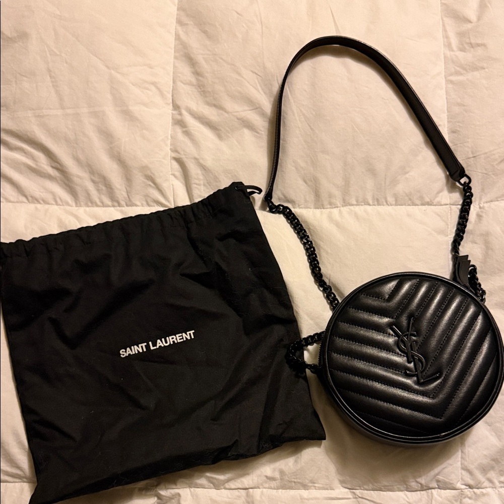 Saint Laurent Black Round Quilted Mini Bag